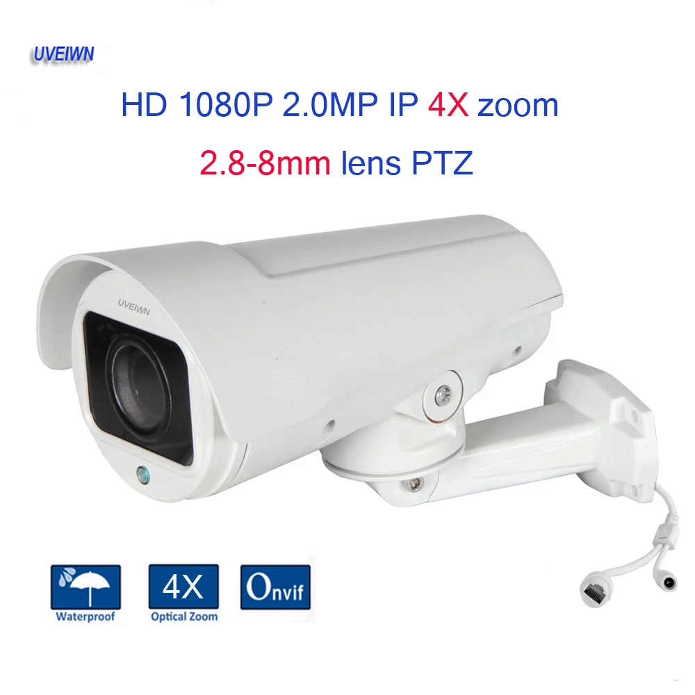 

UVEIWN Camera 4X Motorized Zoom 2.8-12mm Lens Full HD 1080P 2.0MP IP Color IR PTZ Bullet Camera with 4PCS Array Leds IR 50M