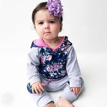 Одежда для новорожденных и маленьких девочек, толстовка с капюшоном, футболка, Топы, длинные штаны с цветочным принтом, одежда для малышей из 3 предметов, комплект одежды для девочек