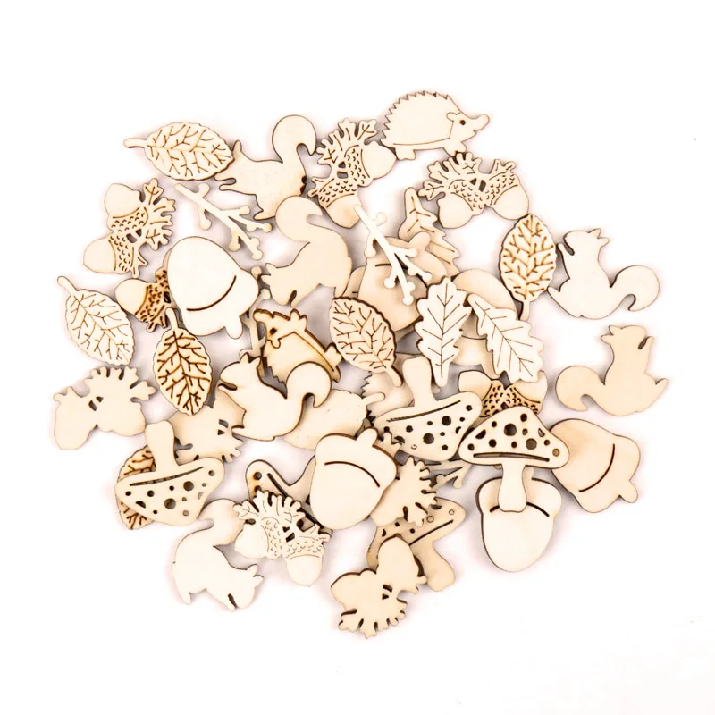 

Home Decoration Hanging Ornament Accessory Painting Scrapbooking Craft Wooden DIY Animals Shape Handmade 25-30mm 20pcs