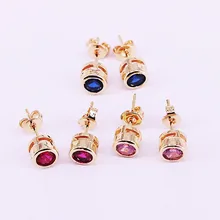 10 пар высокого качества новые популярные циркониевые круглые, с Цирконом Серьги-гвоздики модные золотые ювелирные изделия