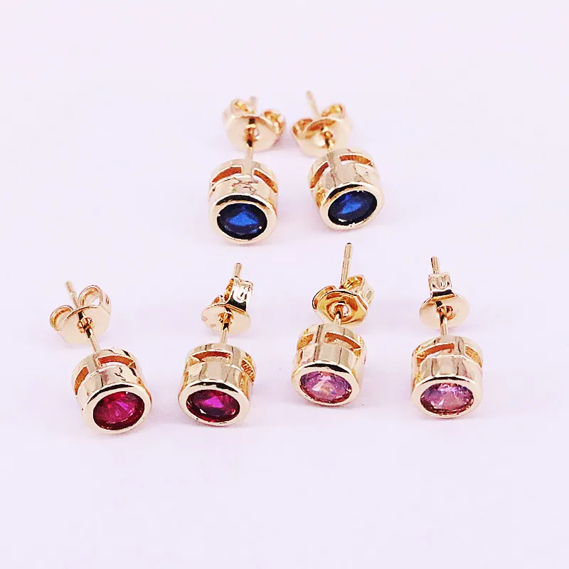 

10Pairs High Quality New Popular Zircon CZ Round Stud Earring Fashion Gold Jewely