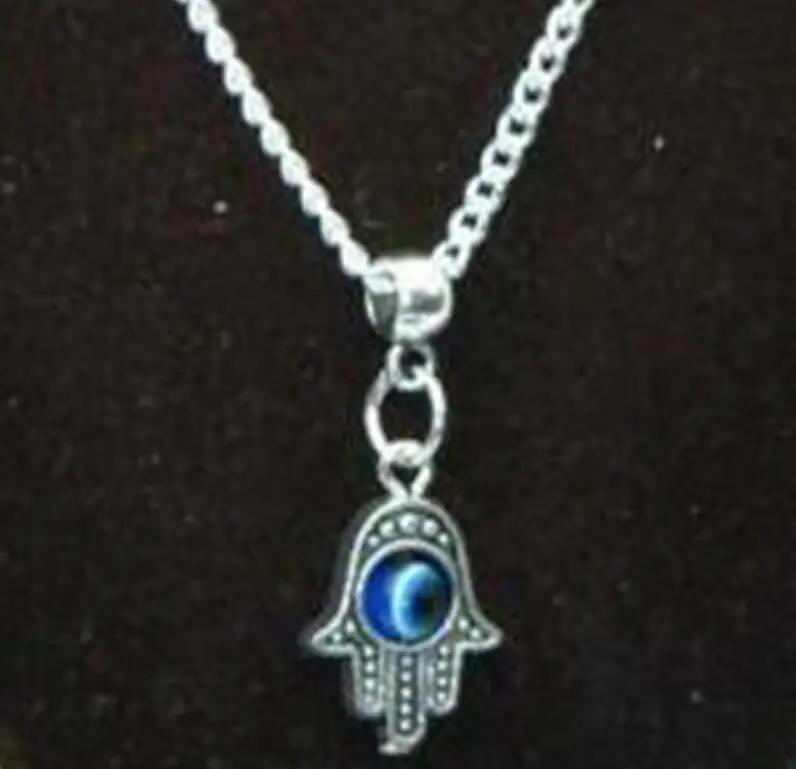 2 шт. модное винтажное серебряное ожерелье Хамса ручной синий злой ожерелье с подвеской глаз-Турецкий Дурной глаз Подвеска Шарм рука Фатимы