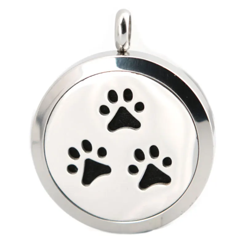 Silver Jewelry Dog Paw Aromatherapy Essential Oil surgical Stainless