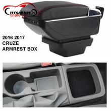 CITYCARAUTO central armrest BIG SPACE+LUXURY+USB armrest box content box with cup holder LED USB FOR NEW CRUZE 2016-17 FREE SHIP