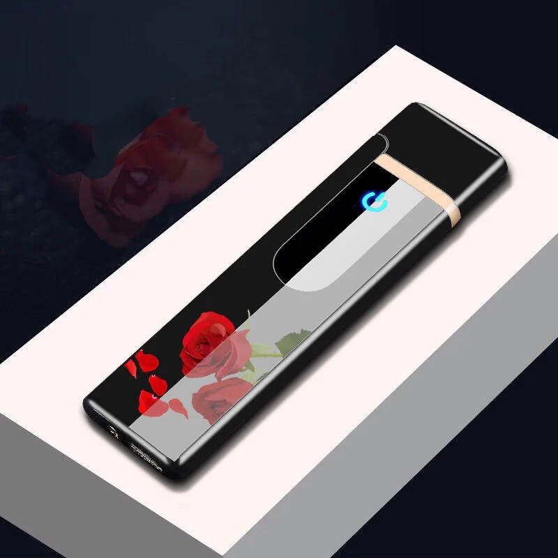 

Charging new style flameless usb lighter thin section fingertip gyro cigarette lighter smoking touch sensor switch