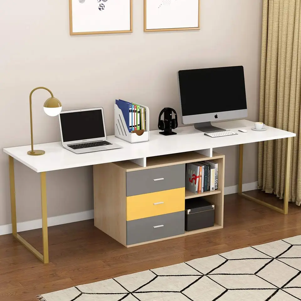 Extra Long Computer Desk For 2 Person Adjustable Double - Extra Long Computer Desk For 2 Person Adjustable Double