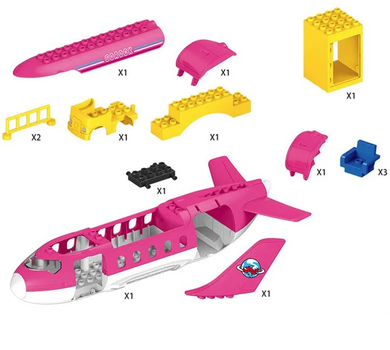 Airplane series model toys Compatible with duploINGlys Busy City Airport series Large Airplane building blocks toy