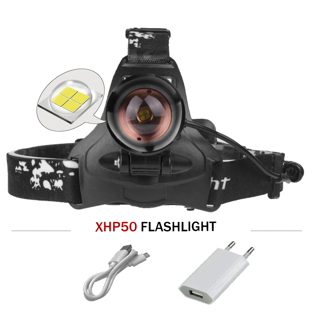 Xhp50 высокомощный светодиодный головной фонарь xhp50 zoom 18650 перезаряжаемый налобный