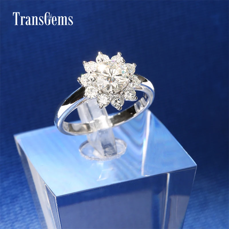 Женское Обручальное кольцо с муассанитом в форме цветка|halo engagement rings|halo ringhalo wedding