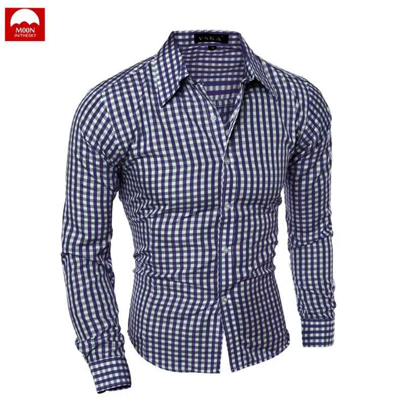 

The New Plaid Shirt Man Slim Fit Lapel Spring And Autumn Long Sleeve Fashion Button Solid Color Wild Cotton Leisure NZC-114