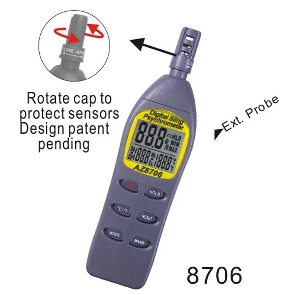 Портативный высокоточный гигрометр/точка росы/влажная лампа детектор температуры тестер AZ-8706