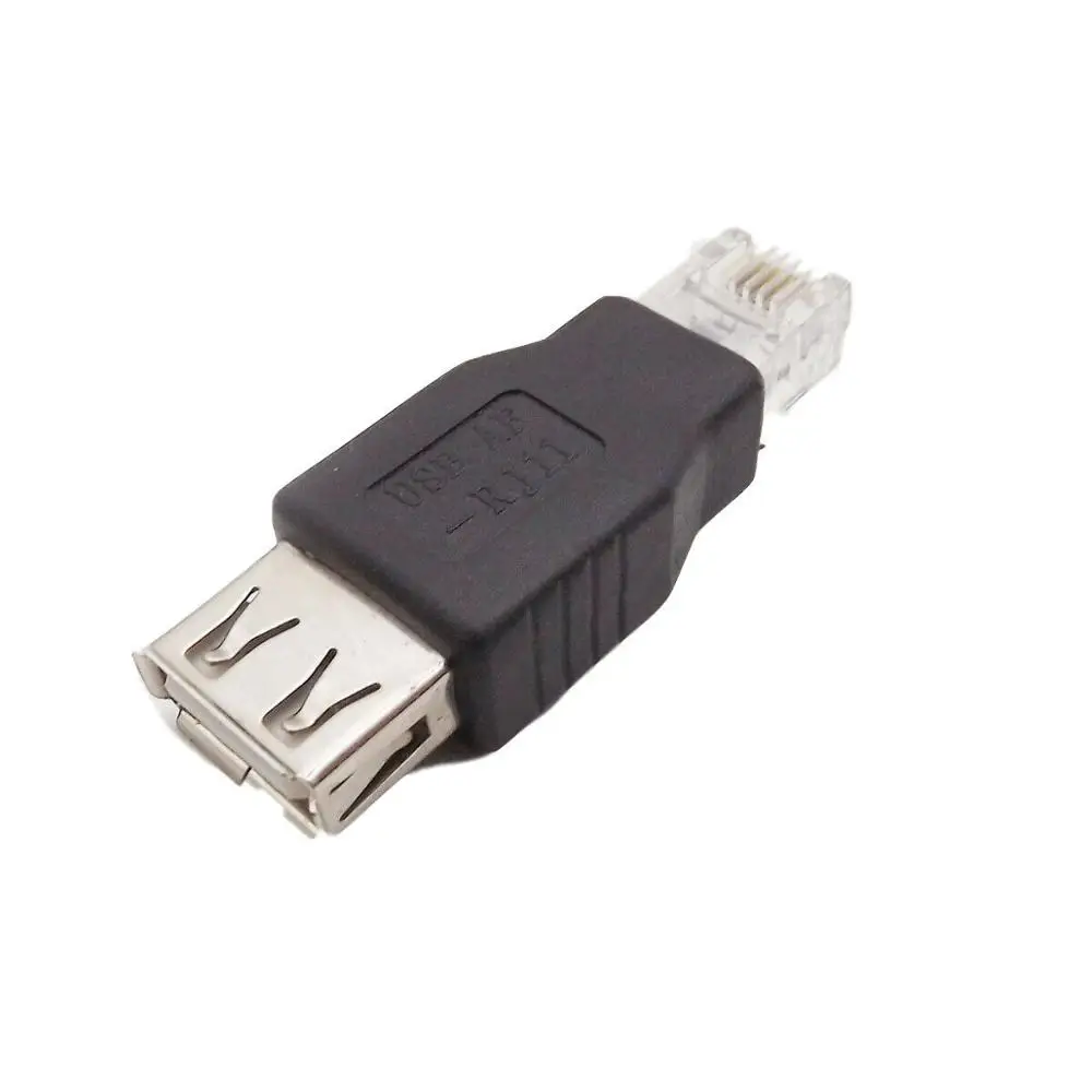 1szt USB 2.0 A żeński do RJ11 4-pinowy 6P4C męski Ethernet Sieć telefoniczna Adapter złącza telefonicznego Komunikacja Faks