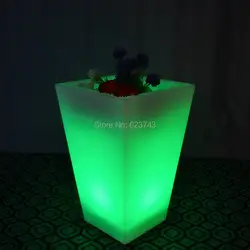 Пластик аккумуляторная световой многоцелевой Y-горшок светодиодные площади цветочный горшок и Cube LED ведро льда для бар Главная партии