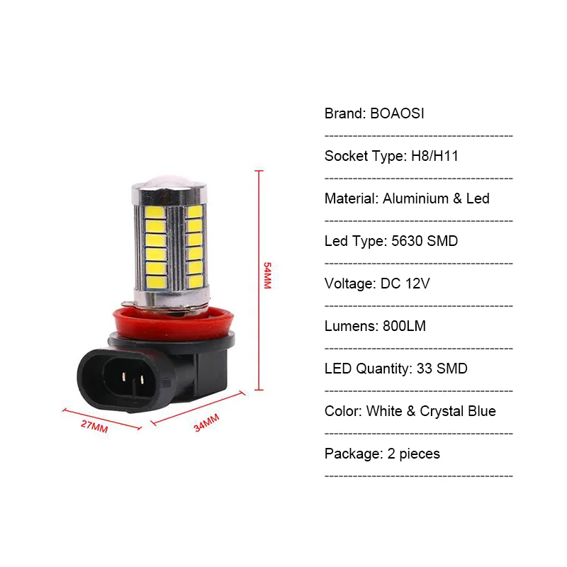 Boaosi 2x H11 H8 5630SMD светодиодный Противотуманные фары DRL светильник лампа без ошибок лампы для BMW E71 X6 м E70 X5 E83 F25 x3 автомобильные аксессуары