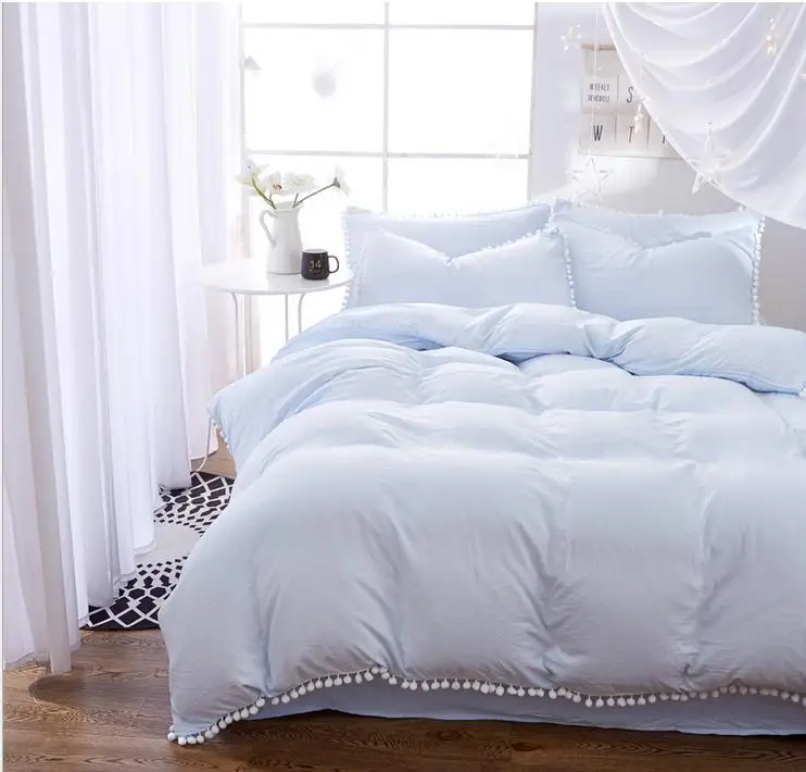 light blue bedding sets with hairball twin full queen king size 3 full size comforter sets