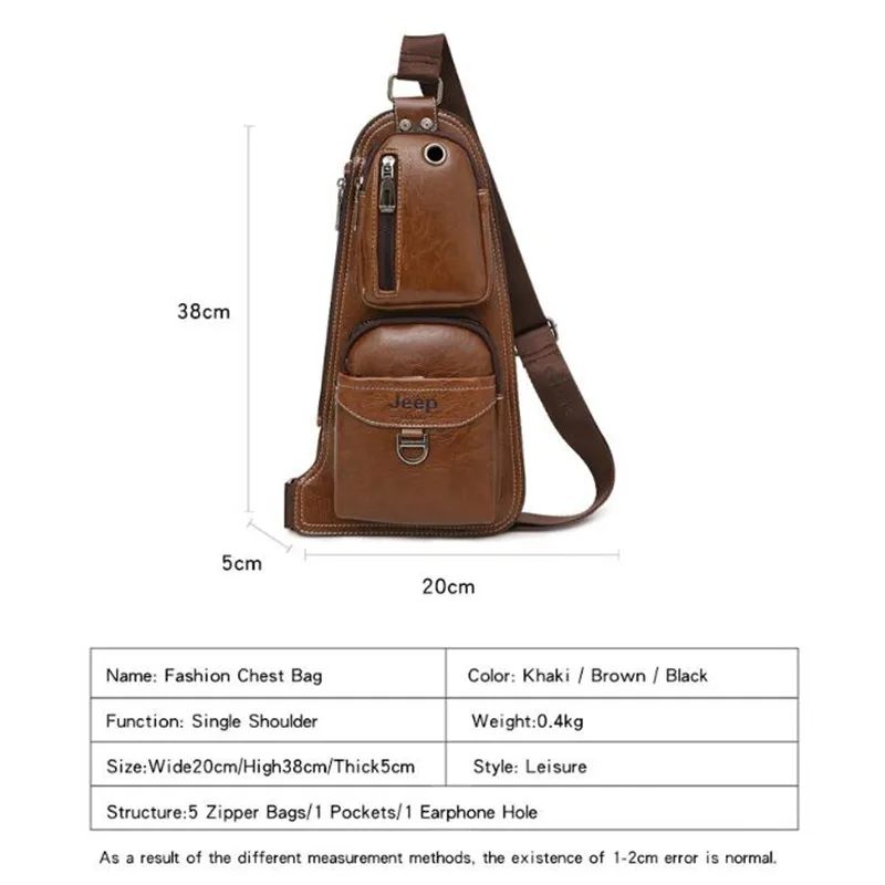 BULUOJEEP الصدر أكياس العلامة التجارية 2 قطعة مجموعة الرجل حقيبة جلدية أزياء عارضة جديد حار Crossbody حقيبة كتف الرجال عبر الجسم أكياس