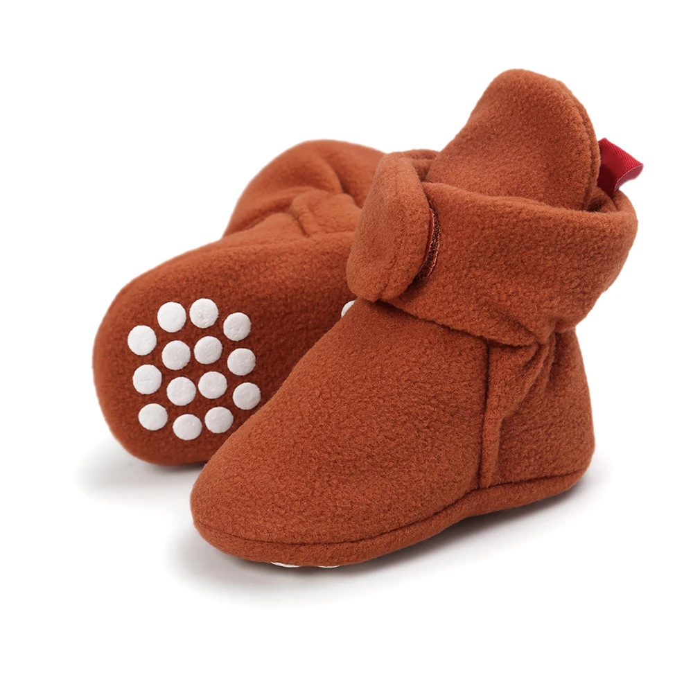 

Newborn Toddler Warm Wool Leather Shoes Soft Soled Unisex Snow Boots Baby Crib Shoes Winter Booties 0-18 Months
