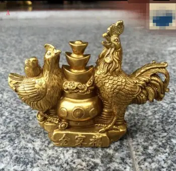 

12" Pure copper family portrait chicken shake money tree ingot chicken decoration
