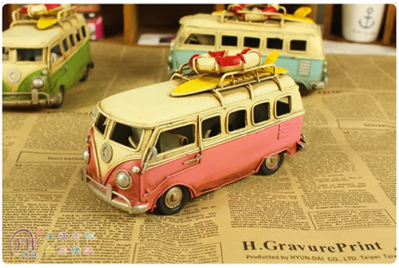 Мини-модель автомобиля игрушки ретро классический автомобиль кемпинг автобус Железные украшения дома Кофейня подарки, свадебные украшения высокое качество - Цвет: 07