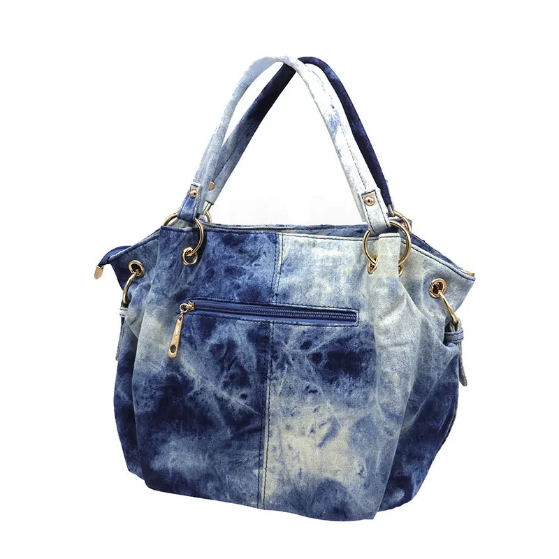 IPinee брендовая сумка из потертой джинсовой ткани, женская сумка на плечо с вышивкой, женская большая сумка-тоут, женские сумки-мессенджеры