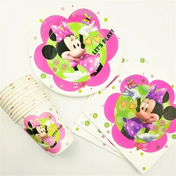 

40pc/set Theme Cup/Plate/Napkin Minnie Mouse Party Supplies For Girls Shower Event Party Decorations Party Supplies Favors
