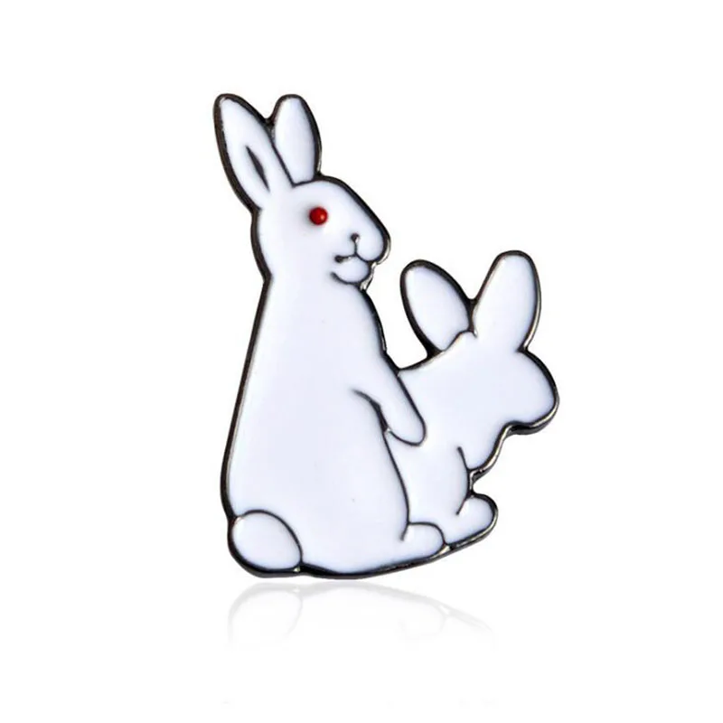 Высокое качество белый кролик брошь значок злой животное кролик Кнопка металлическая пряжка игла одежда джинсовая куртка булавка воротник лацкан подарок - Цвет: A