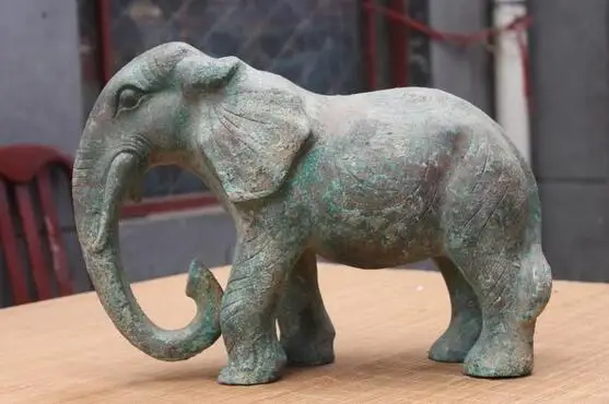 

Chinese Royal Pure Bronze copper Long nose elephants Palace Decor Statue