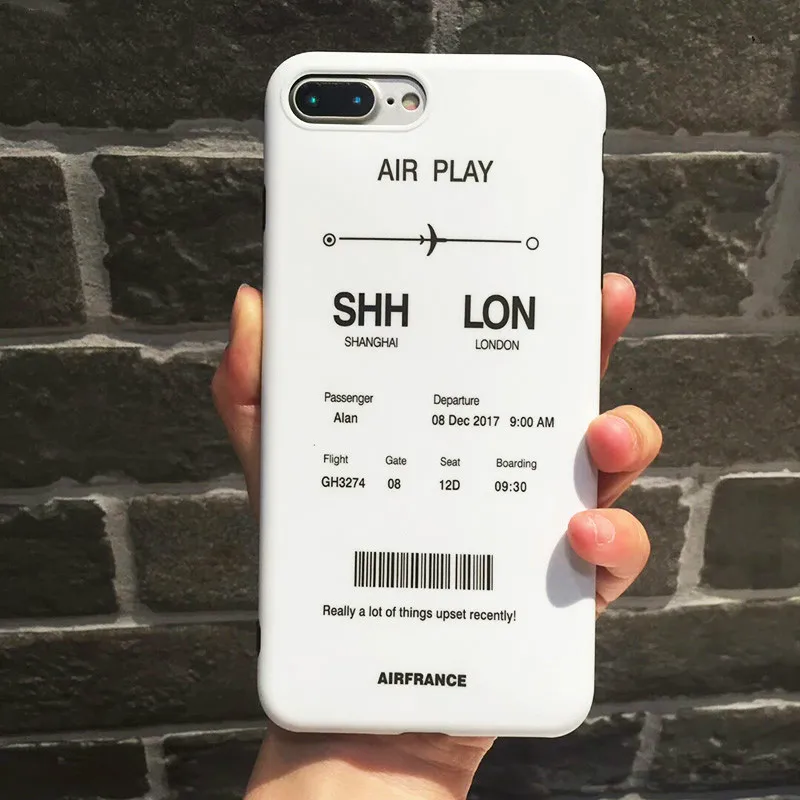 

Fashion Boarding Card Phone Cover for iPhone 6 6S 7 8 Plus Letters Matte Soft Silicon TPU Coque Hull for iPhone X XS Max XR Case