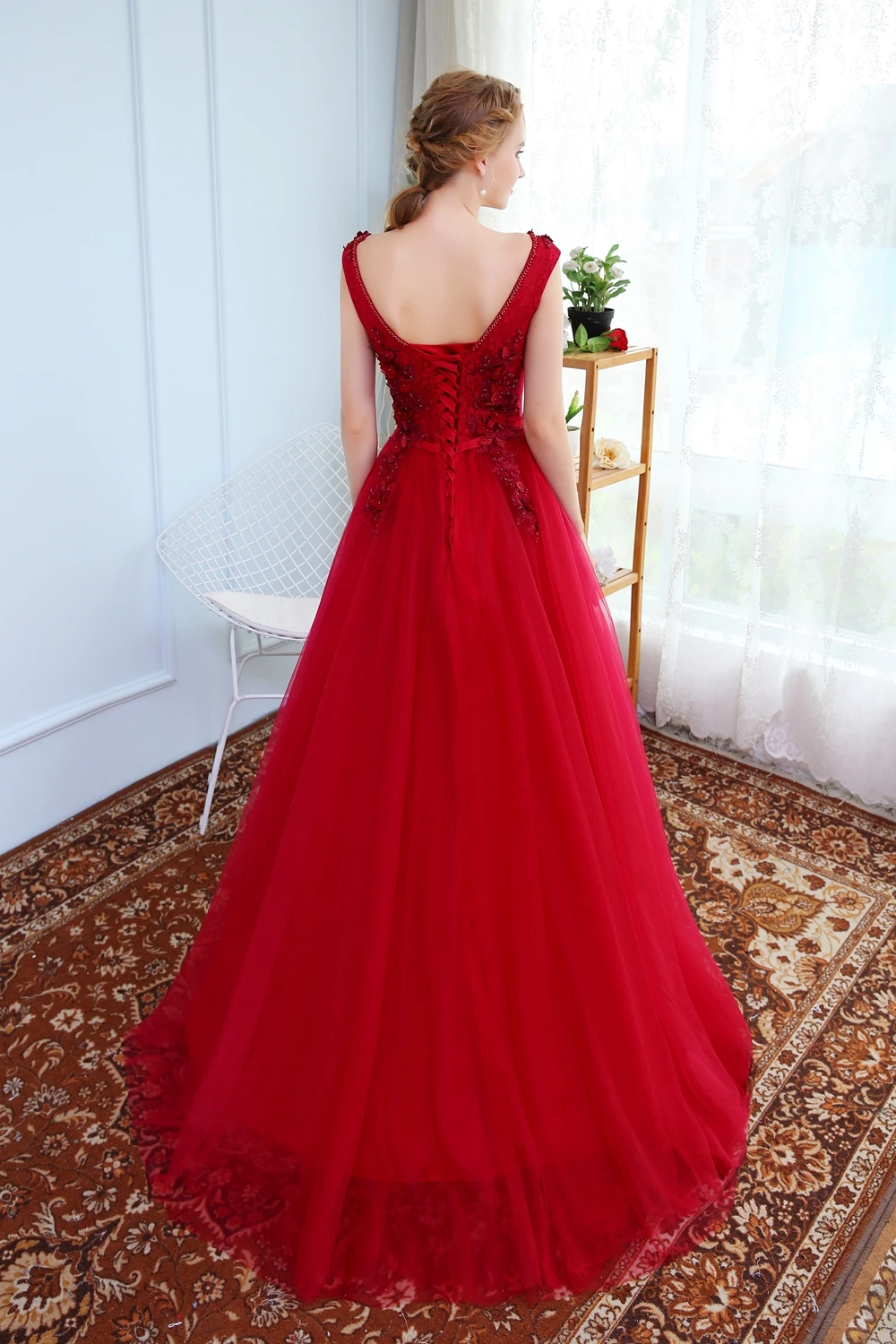 Robe De Soiree SSYFashion, элегантное вечернее платье для банкета, невесты, цвета красного вина, кружевное, с цветами, с бисером, длинное, для вечеринки, выпускного, платья на заказ