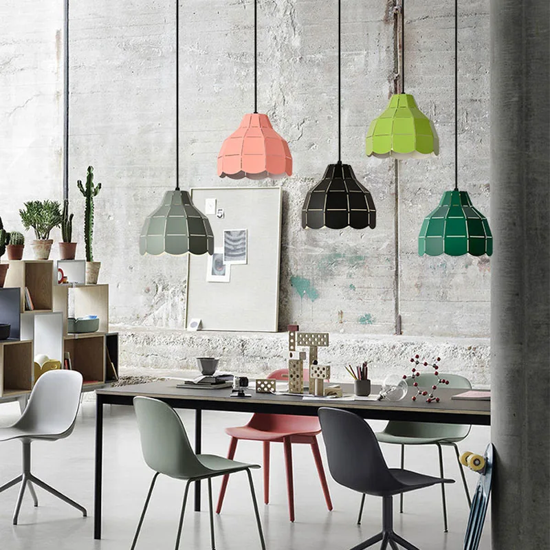 Colorful Raser Cut Pendant Light Metal Flower Pot Pendant Lamp Drop Lighting Hanging Restaurant Cafe Dining Room Pendant Lighting (37)
