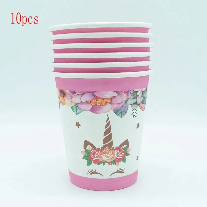 

10pcs/set Unicorn Paper Cups Disposable Tableware Wedding Birthday Decorations Baby Shower Theme Festival For Kids Girls Boys