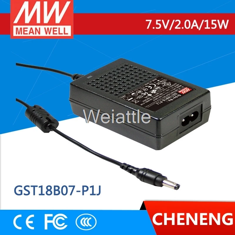

MEAN WELL original GST18B07-P1J 7.5V 2A meanwell GST18B 7.5V 15W AC-DC High Reliability Industrial Adaptor