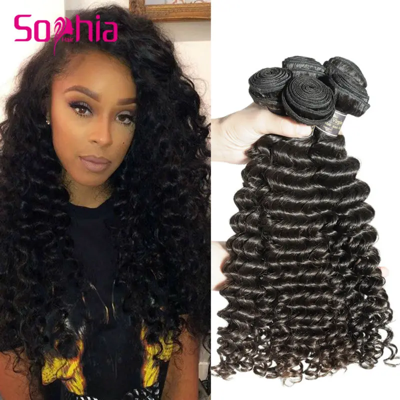 

Free Shipping Deep Curly Malaysian Virgin Hair 5pcs/lot Malaysian Deep Wave Weave Bundles 100% Human Virgin Hair Natural Color