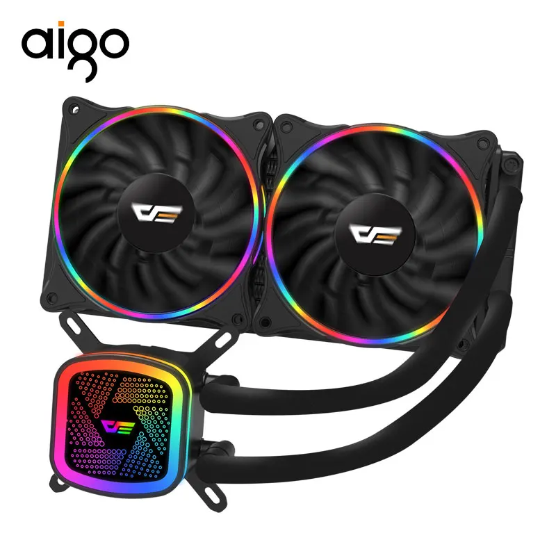 

AIGO Water Cooling DT240 Water Cooler with RGB 120mm 240mm 4pin PWM CPU Cooling Fan for all of Inetel and AMD CPU game fan