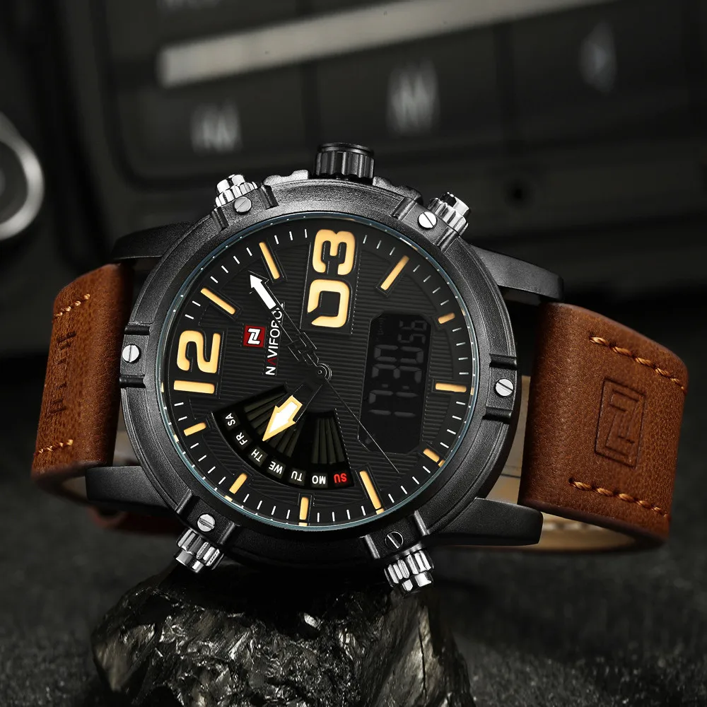 Часы NAVIFORCE Мужские кварцевые аналоговые роскошные брендовые цифровые спортивные