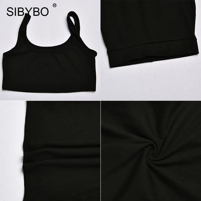 Женское длинное Ребристое платье Sibybo комплект из двух предметов без рукавов на