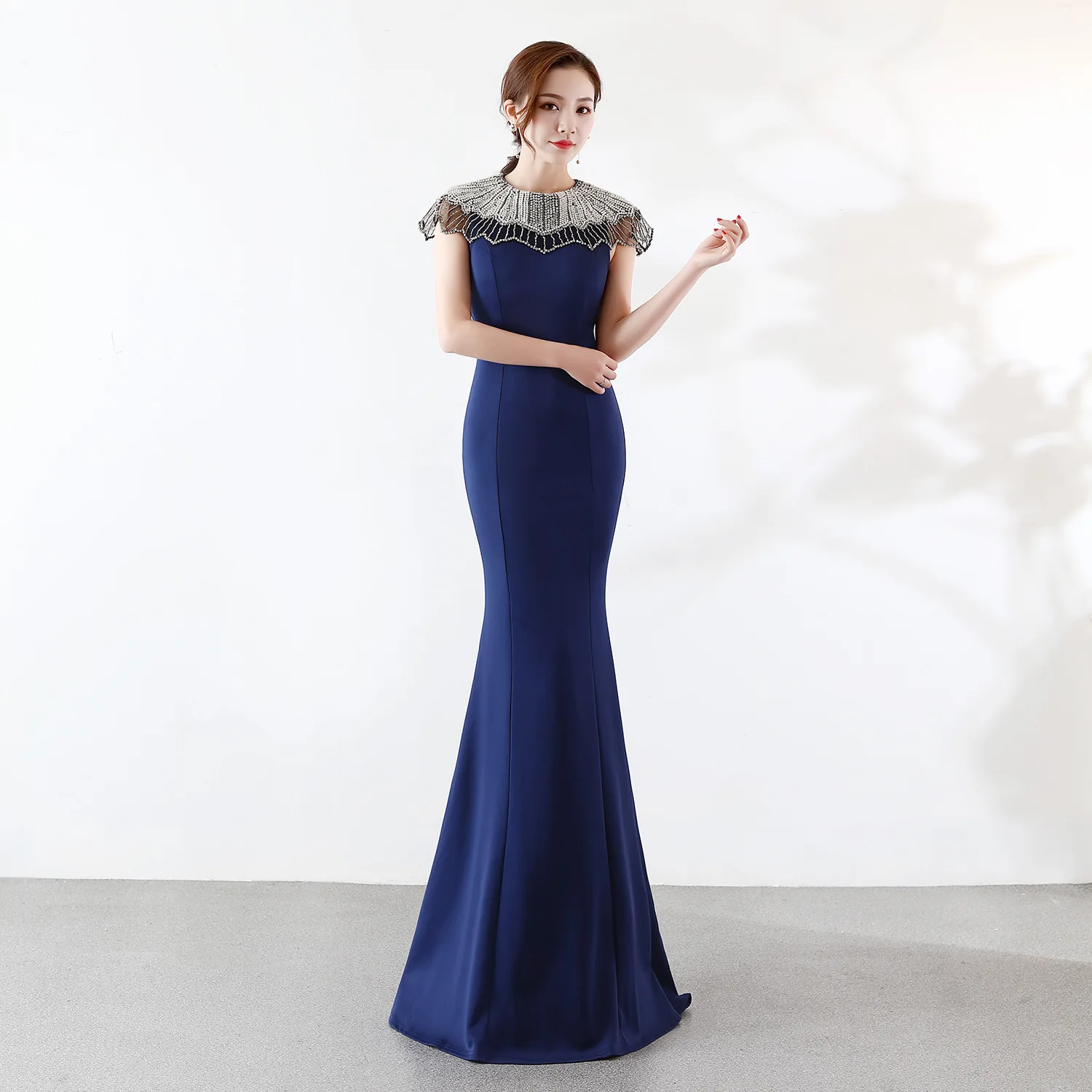 purplish blue Роскошные Стразы, жемчужное вечернее платье, элегантное, расшитое бисером, сексуальное, банкетное, женское платье макси, летнее платье, халат Longue - Цвет: purplish blue