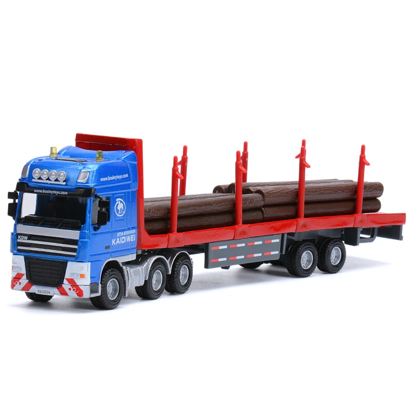 

KAIDIWEI 1:50 Scale Wood Transporter Toy Truck 26cm Alloy Flatbed Trailer Engineering Trucks Model Kids Toys