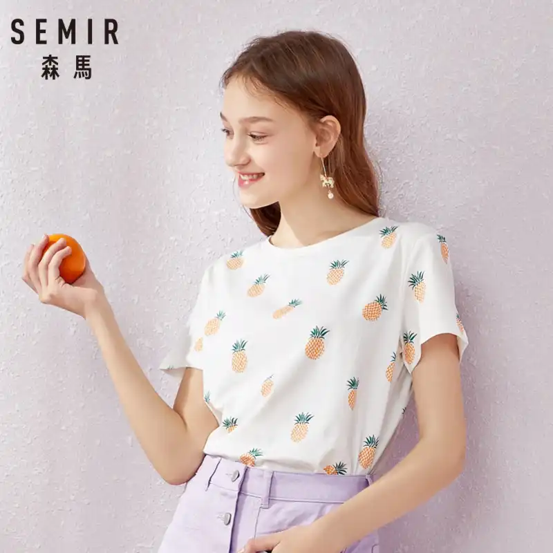 SEMIR нашивка Короткие рукава футболка женская 2019 лето новый стиль внутри Женская