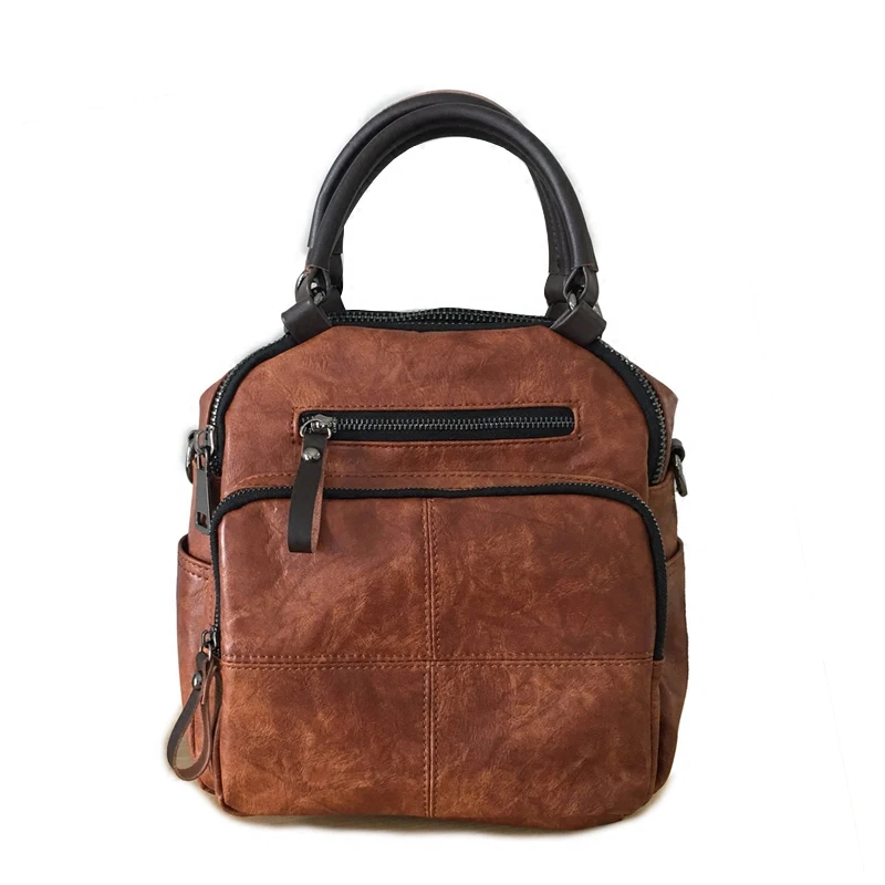 

New Elegant Waterproof Genuine Leather Female Backpacks Vintage Fashion Noble College Shoulder Bag Portable Teen Schoolbag C277