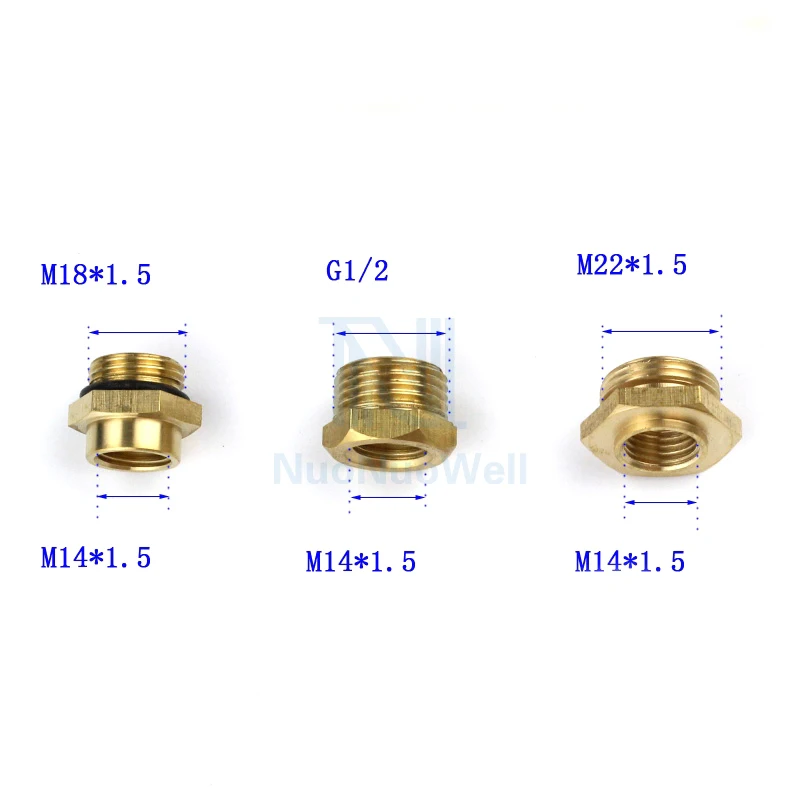 NuoNuoWell 1 шт. медные трубы мужской женский винт Резьба уменьшить Соединительный латунный адаптер M14 M18 M22 1/2''