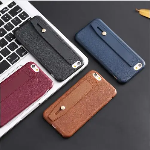 

Phone Case For iPhone 7 7 Plus Flexible Hand Band Holder Stand Ultra Thin Leather Grain Silicone TPU Cover For iPhone 7Plus Case