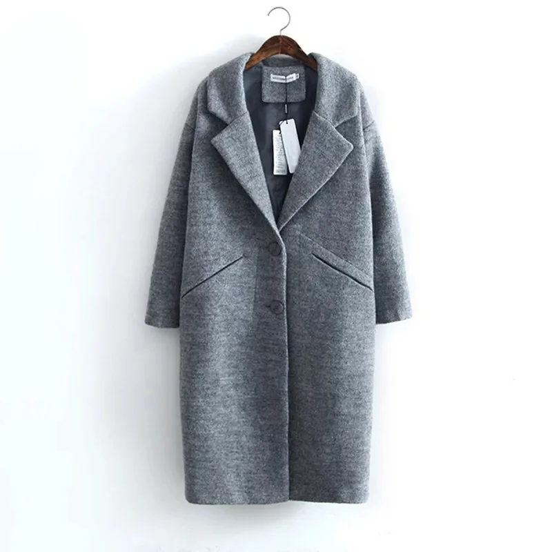 

2017 new autumn winter Women elegant woolen Warm Coat Slim Overcoat Woolen Coats High Quality plus size