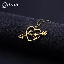 Индивидуальное Имя ожерелье со стрелой сердце ожерелье s& Подвески для женщин нержавеющая сталь мужские ювелирные изделия индивидуальный подарок
