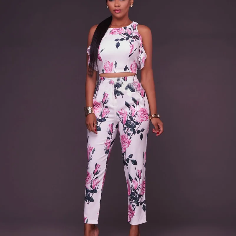 Women 2 Pieces Suit Set Bodycon Jumpsuit Short Shirt Female Cotton