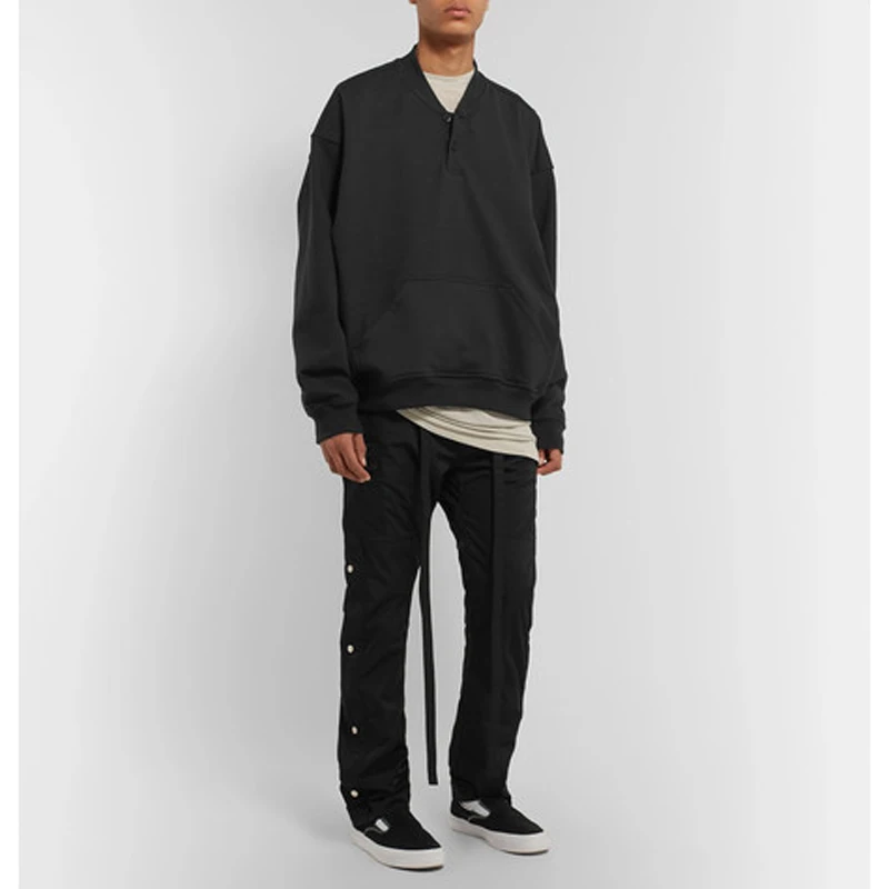 

ISN super fire street handsome youth trend Henry collar solid color bf casual loose hoodie