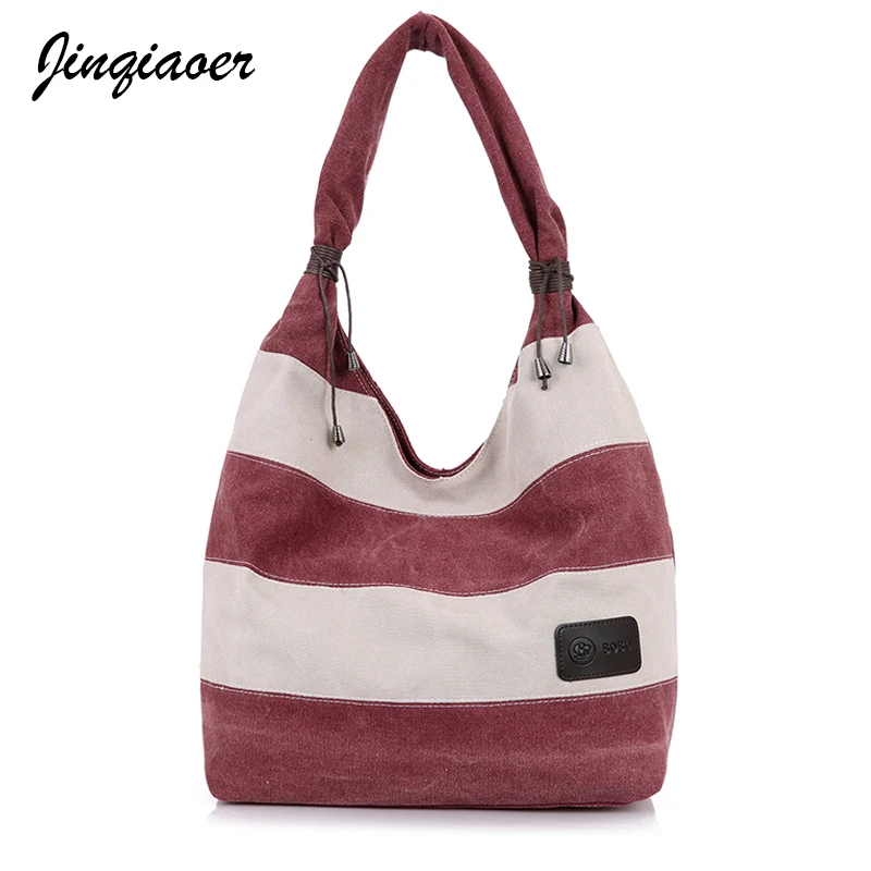 

New Fashion Canvas Bag Brand Women Handbags Patchwork Casual Women Shoulder Bags Female Messenger Bags Striped Handbags JQ137/q