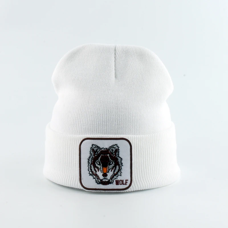 Новый Волк шапочка с животными для мужчин и женщин теплая трикотажная Зимняя шляпа бренда Gorra хип хоп Skullies капот Кепка в стиле унисекс