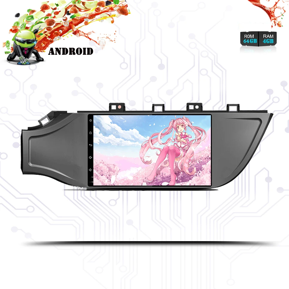 Top 2 Din 1024*600 Car Multimedia player Android 9.0 GPS 2 Din Car Radio Audio Auto For kia Rio K2 2017 2018 8 Cores FM Radio IPS 3