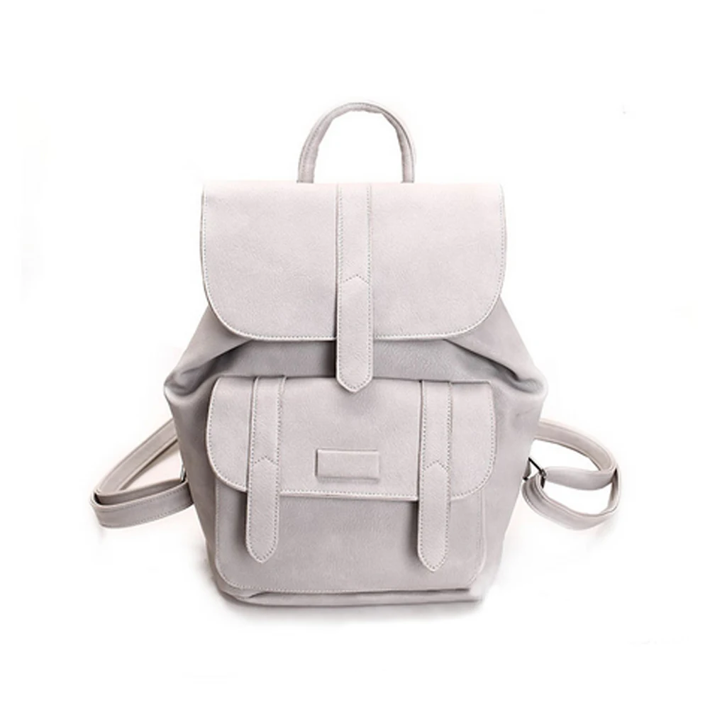 

New Fashion Women Fashion Solid Vintage PU Leather Backpack Student School Bag